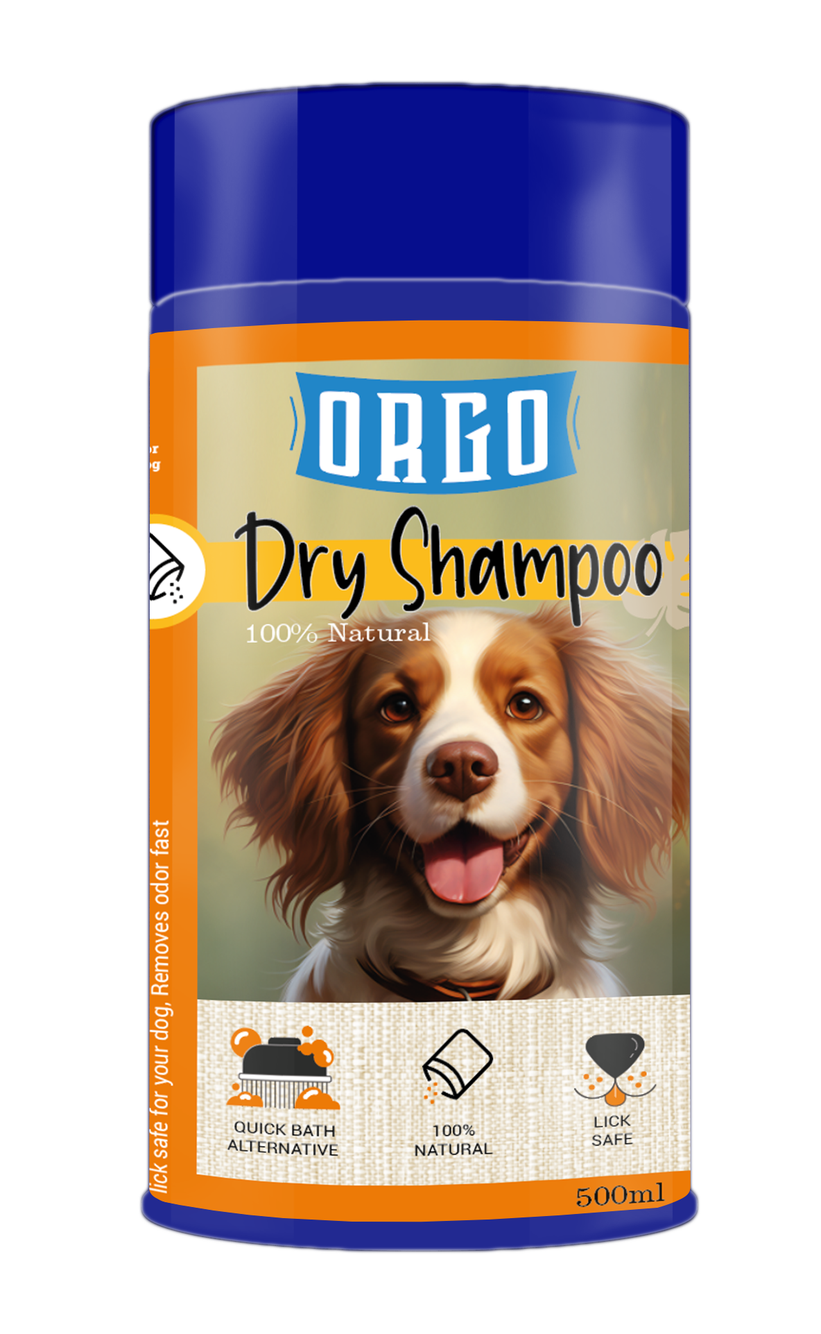 ORGO Dry Shampoo for Adult Dogs – 500 ml Sprinkle-Top Canister