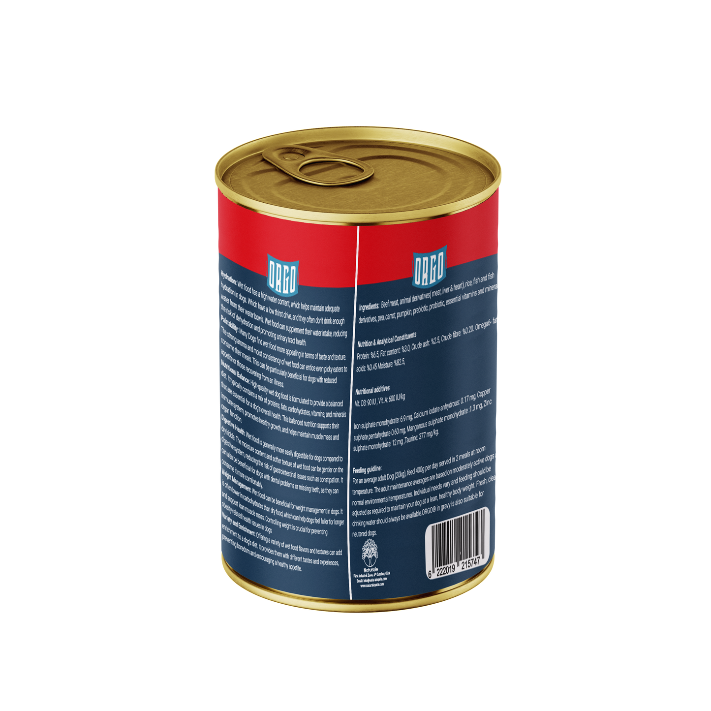 ORGO Wet Canned Dog Food – Beef with Vegetables & Soup (Superfood Mix) for Adult Dogs (1+ Years), 400 g