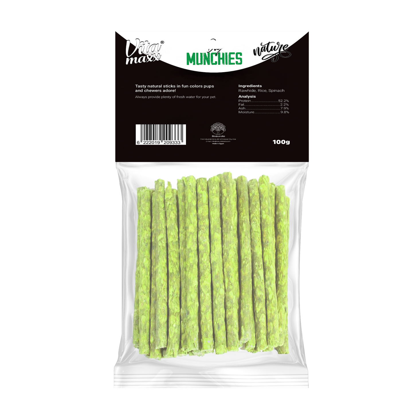 Vitamaxx Dog Munchies Long-Lasting Chewy Treats – Spinach (100 g)