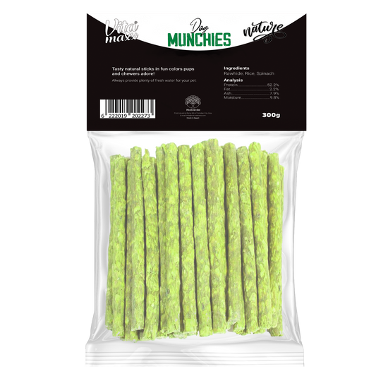 Vitamaxx Dog Munchies Long-Lasting Chewy Treats – Spinach (300 g)