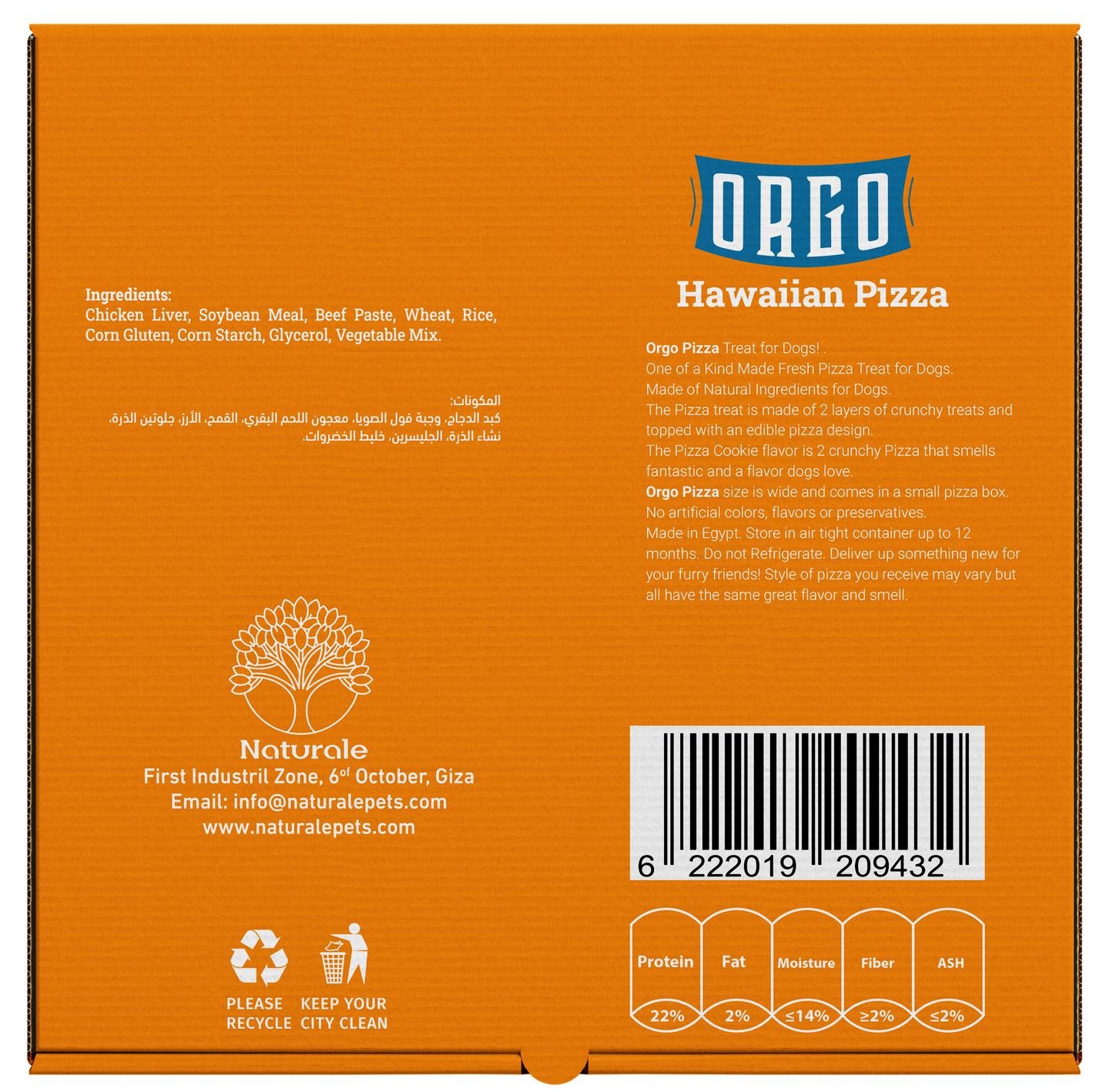 ORGO Dog-Friendly Hawaiian Pizza Treat – 300 g (8 crunchy slices)