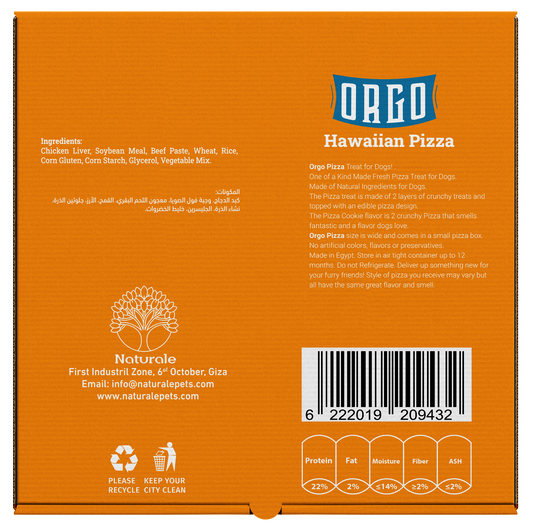 ORGO Dog-Friendly Hawaiian Pizza Treat – 300 g (8 crunchy slices)