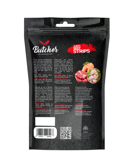 Butcher Chewy Strips for Dogs – 90 g (5 Recipes)