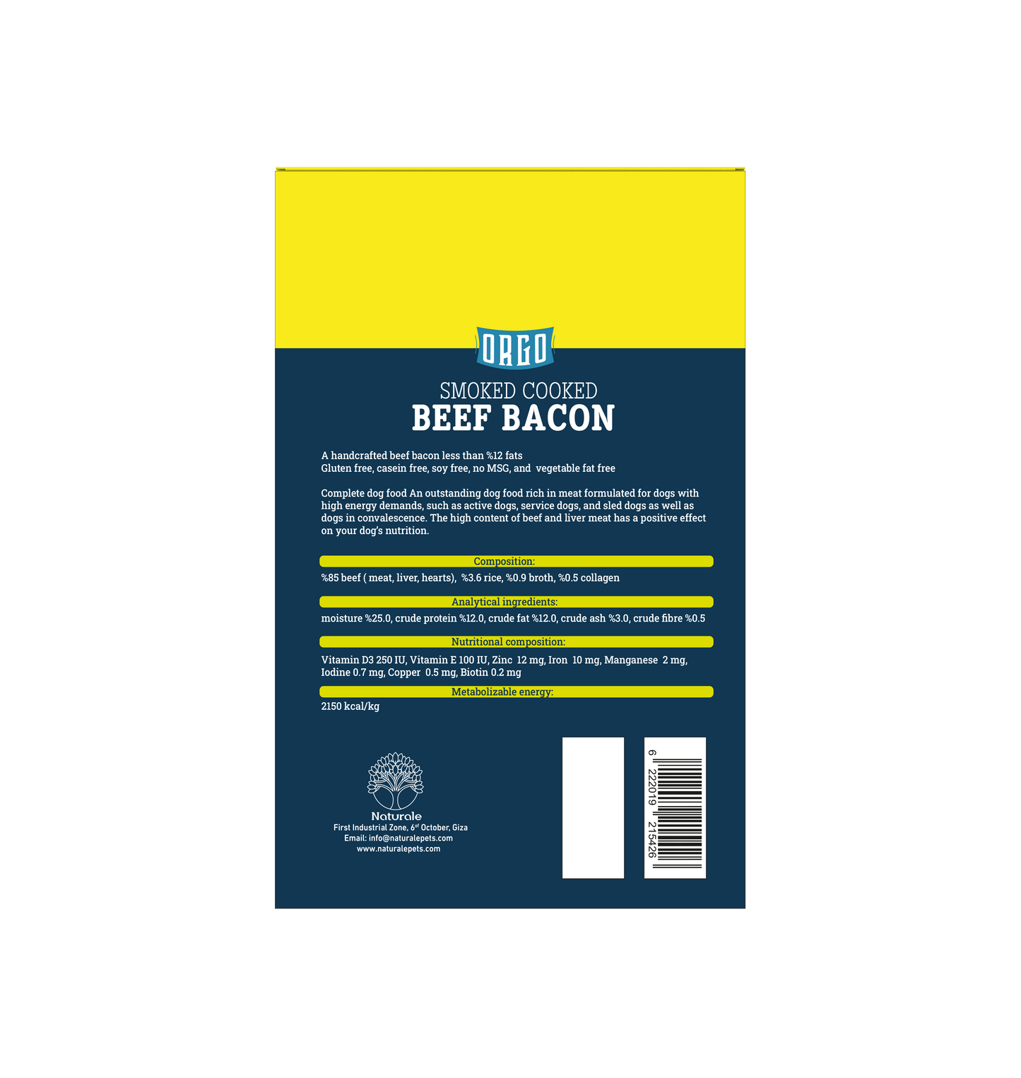 ORGO Real Meat™ Smoked Beef Bacon For Dogs – 150 g