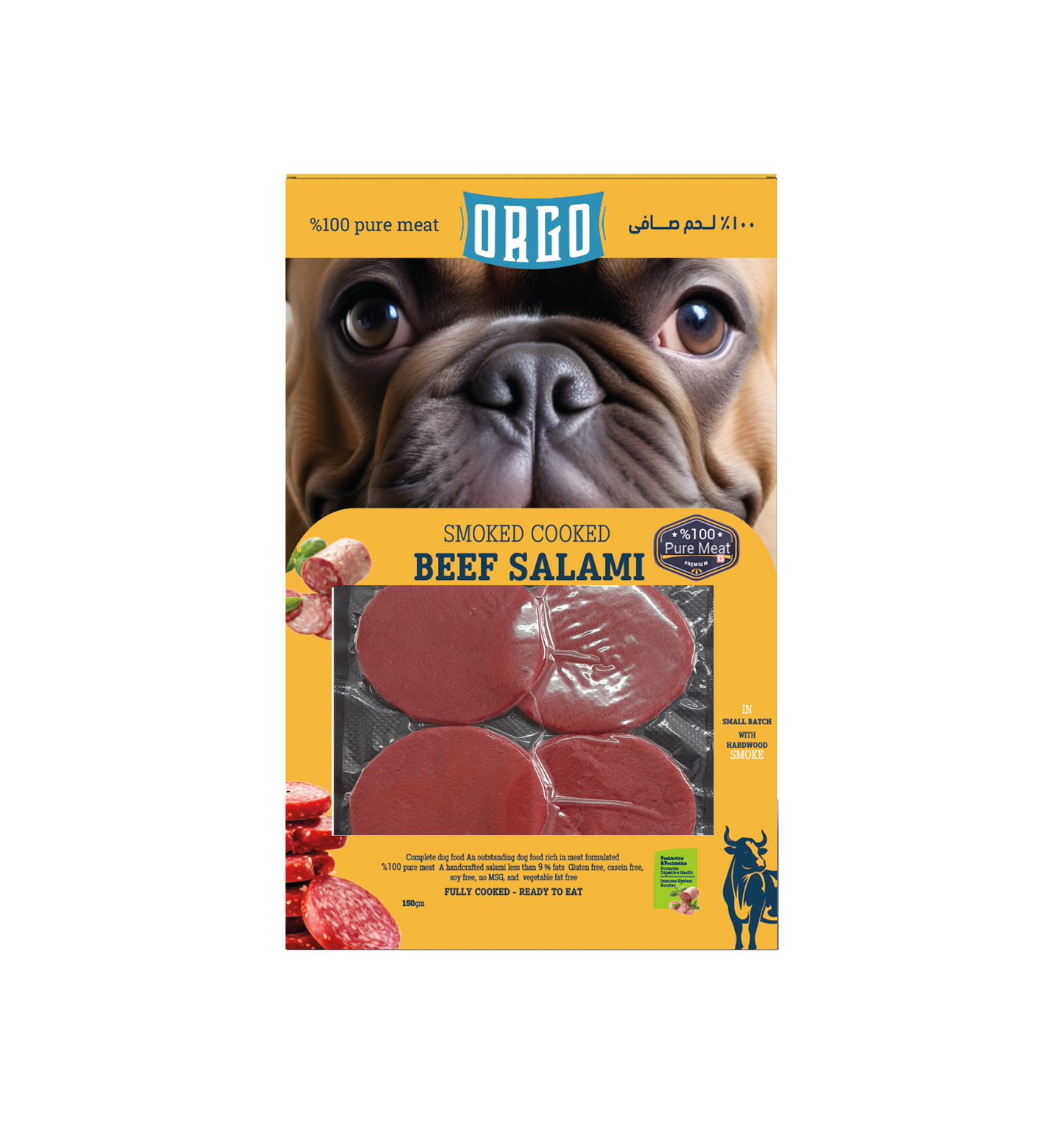 ORGO Real Meat™ Smoked Beef Salami For Dogs – 150 g