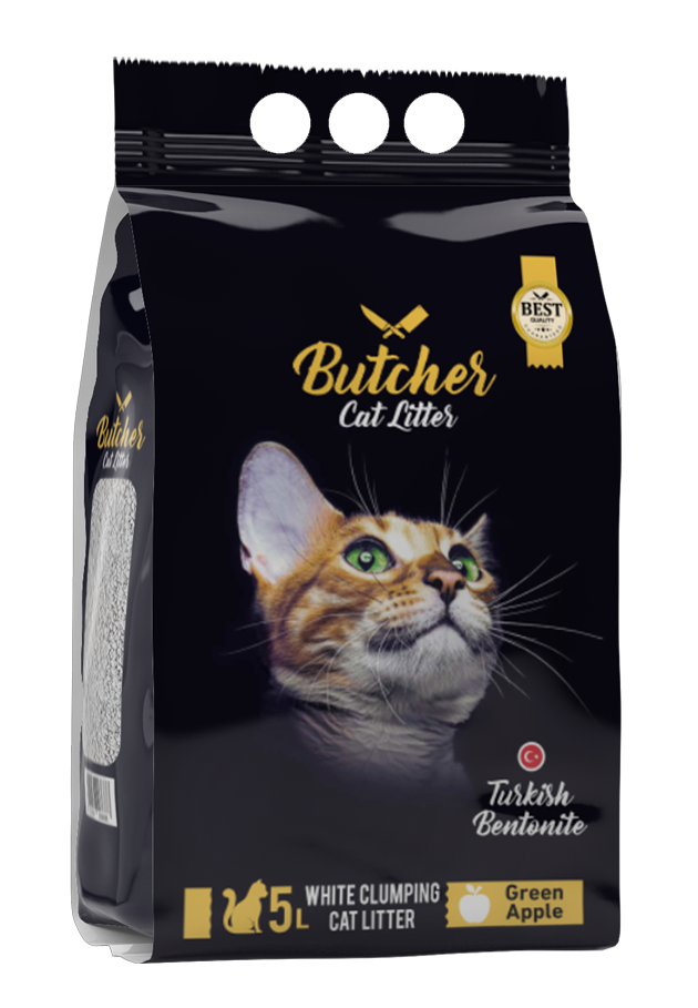 Butcher White Clumping Cat Litter Green Apple Scent – 5 L Resealable Bag