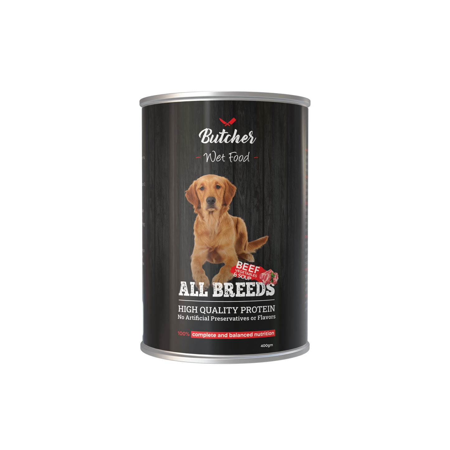 Butcher Wet Food for Dogs – All Breeds, 400g Can (4 Flavors)