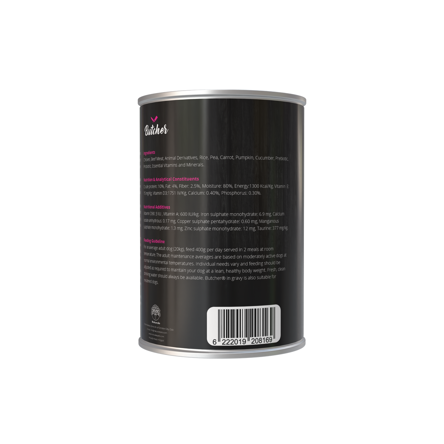 Butcher Wet Food for Dogs – All Breeds, 400g Can (4 Flavors)