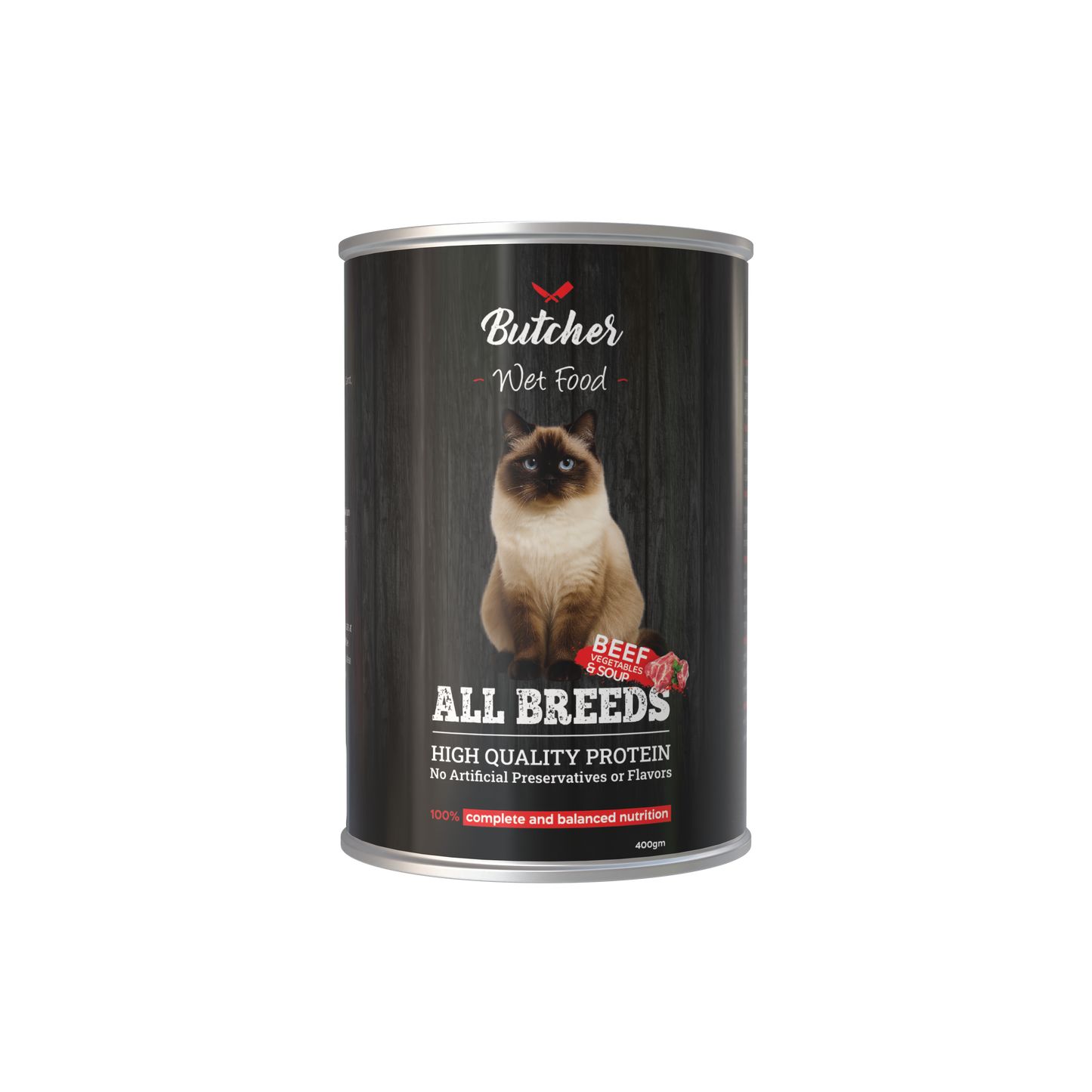 Butcher Wet Food for Cats – All Breeds, 400g Can (4 Flavors)