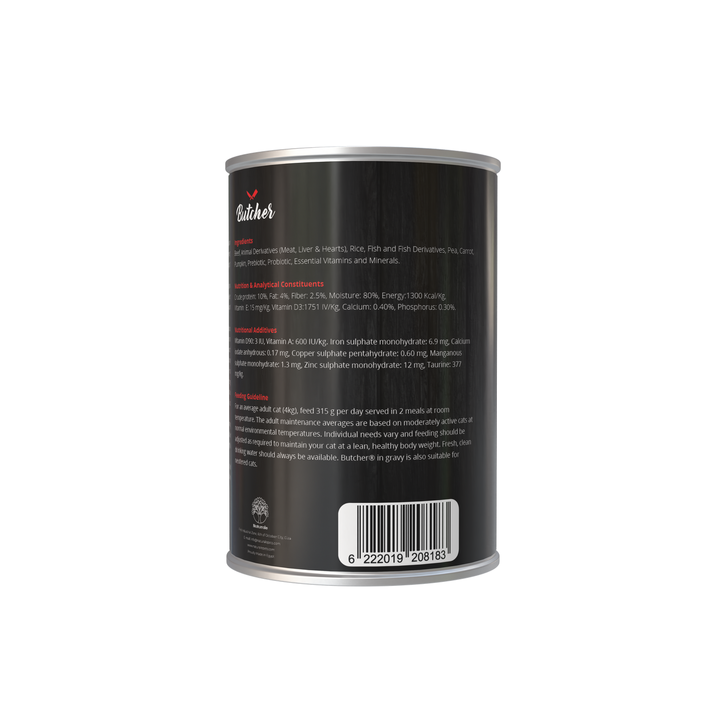 Butcher Wet Food for Cats – All Breeds, 400g Can (4 Flavors)