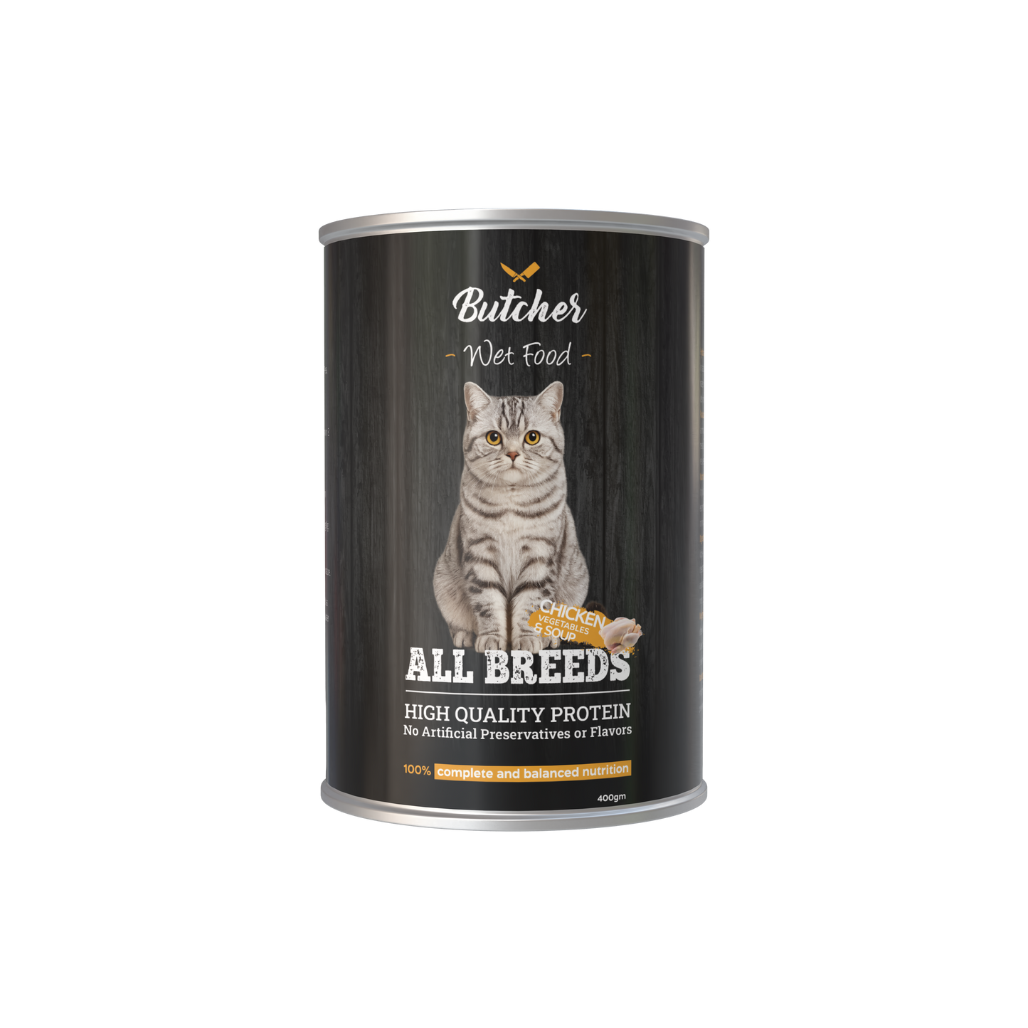 Butcher Wet Food for Cats – All Breeds, 400g Can (4 Flavors)