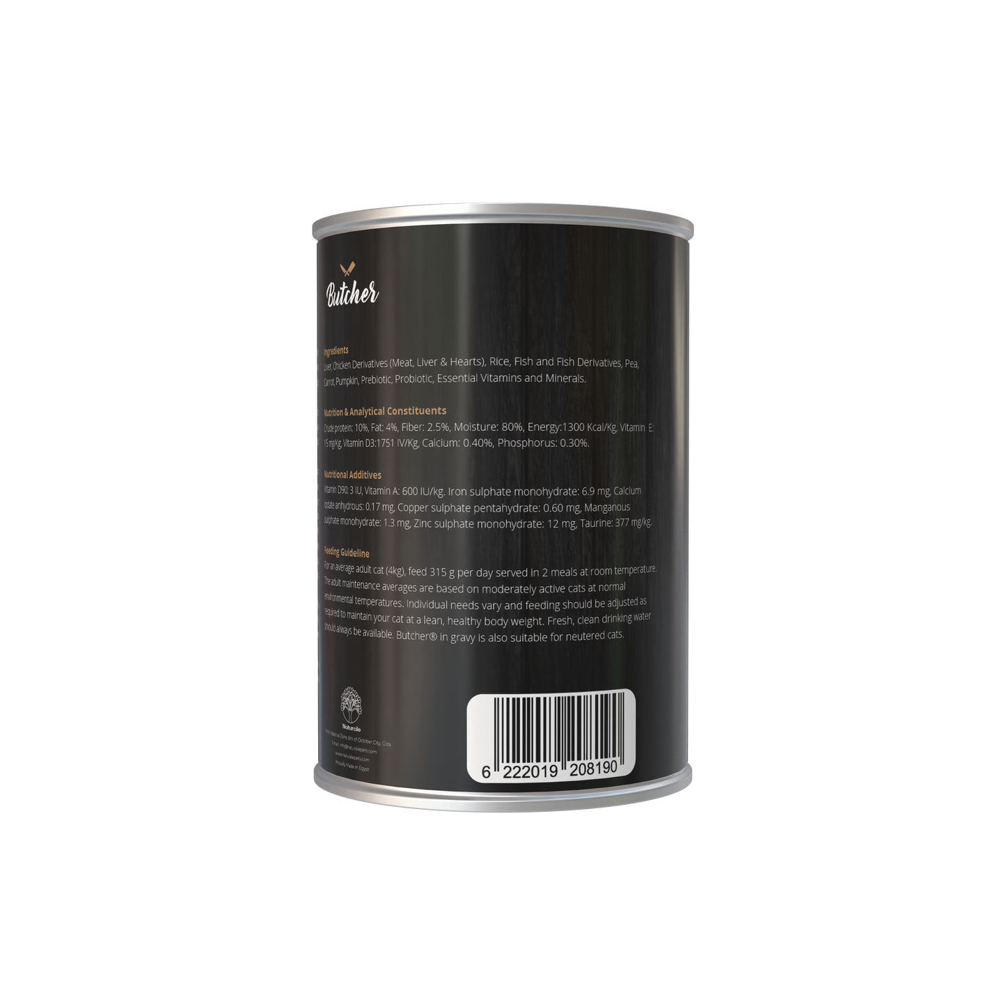Butcher Wet Food for Cats – All Breeds, 400g Can (4 Flavors)