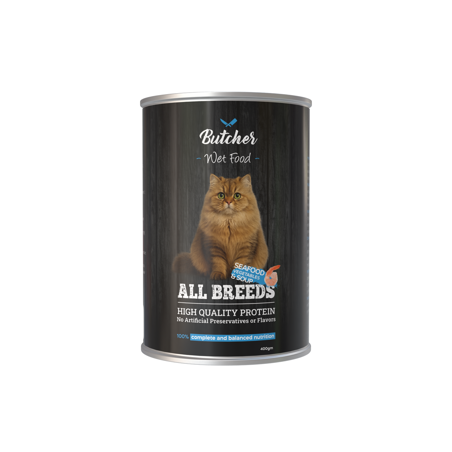 Butcher Wet Food for Cats – All Breeds, 400g Can (4 Flavors)