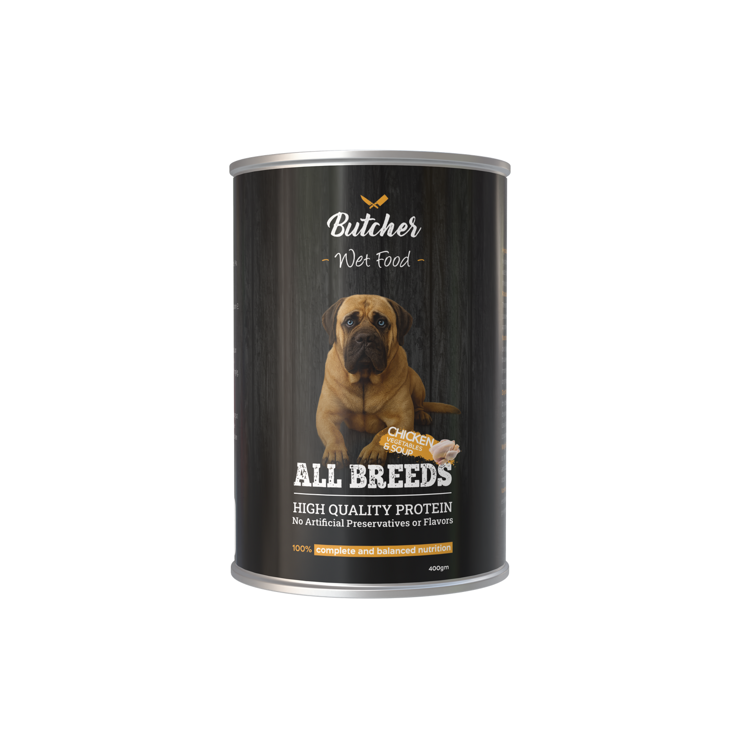 Butcher Wet Food for Dogs – All Breeds, 400g Can (4 Flavors)