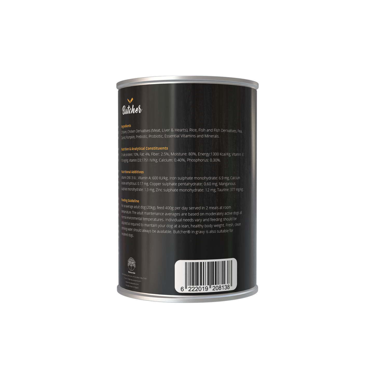 Butcher Wet Food for Dogs – All Breeds, 400g Can (4 Flavors)