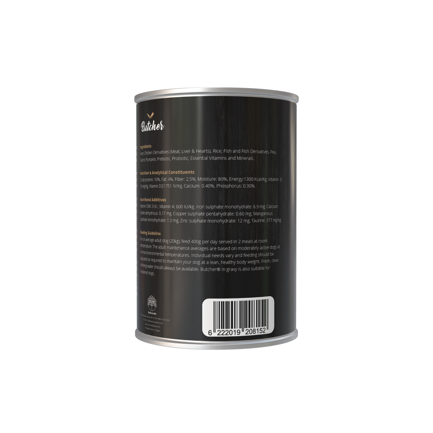 Butcher Wet Food for Dogs – All Breeds, 400g Can (4 Flavors)