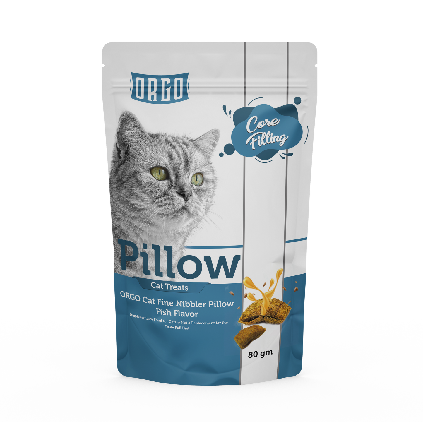 ORGO Pillow Cat Treats – Fish-Filled Crunchy Bites – 80 g