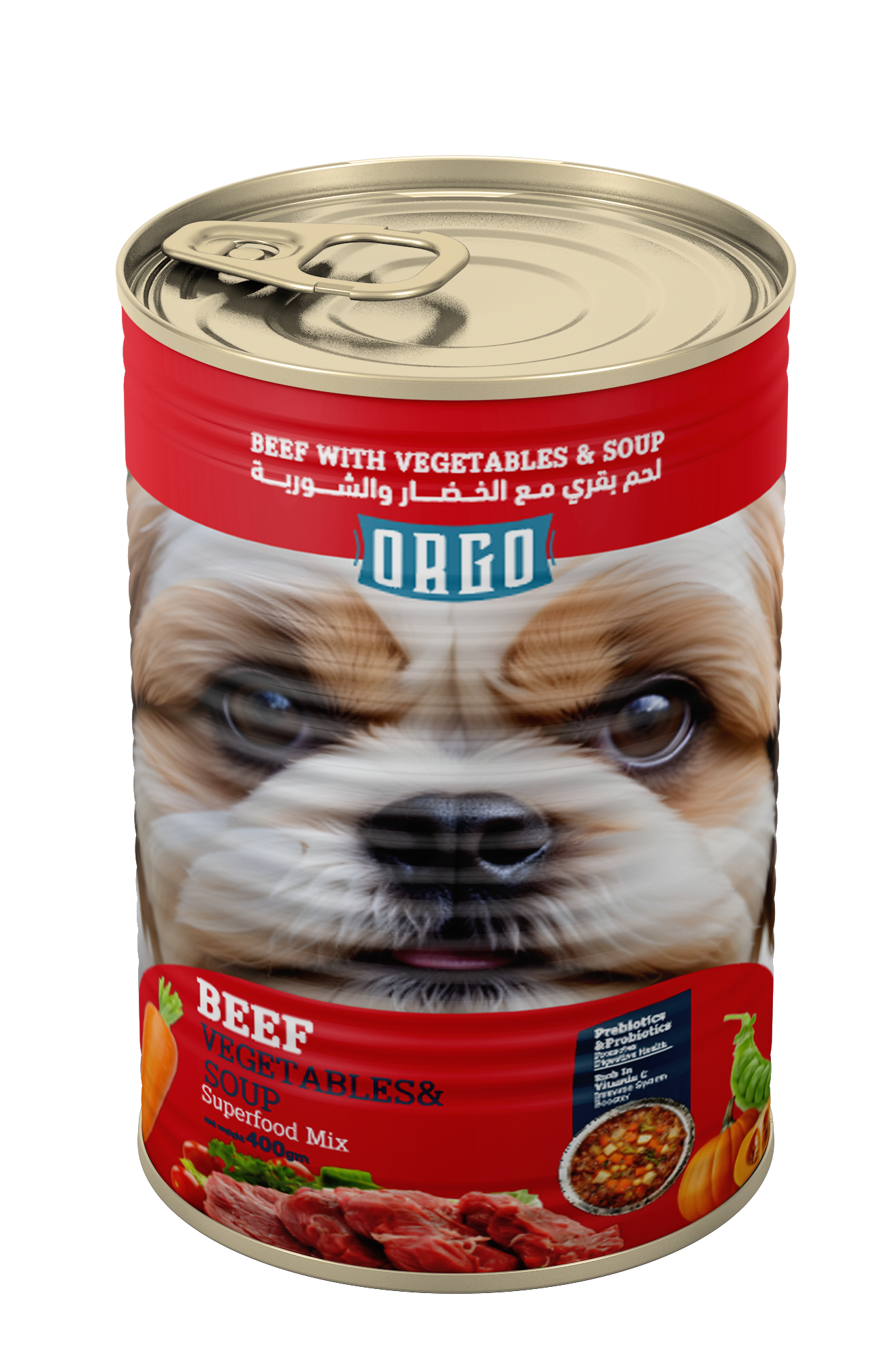 ORGO Wet Canned Dog Food – Beef with Vegetables & Soup (Superfood Mix) for Adult Dogs (1+ Years), 400 g