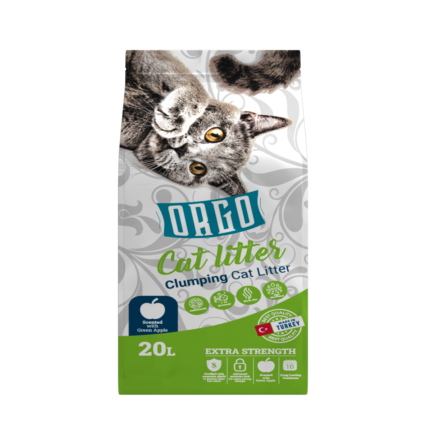 ORGO Clumping Cat Litter – Green Apple Fresh 20 L