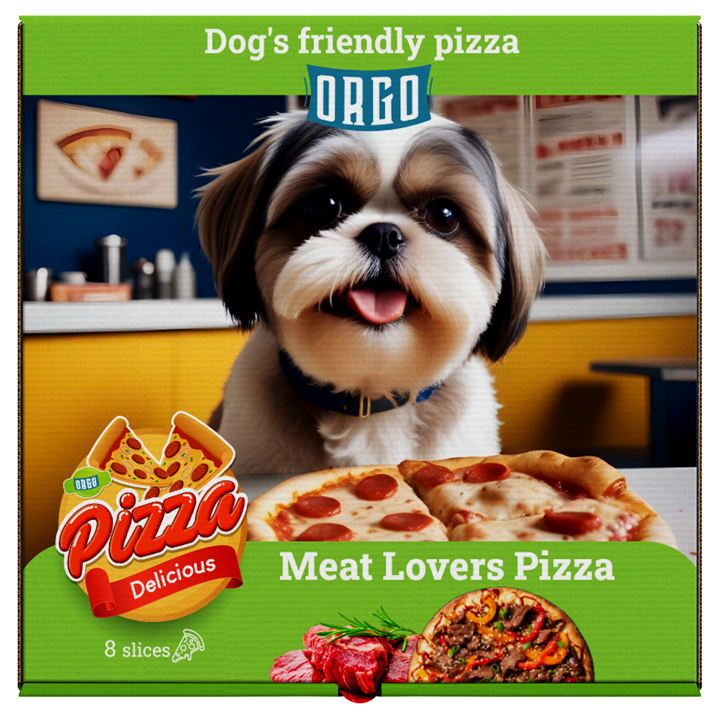 ORGO Dog-Friendly Meat Lovers Pizza Treat – 300 g (8 crunchy slices)