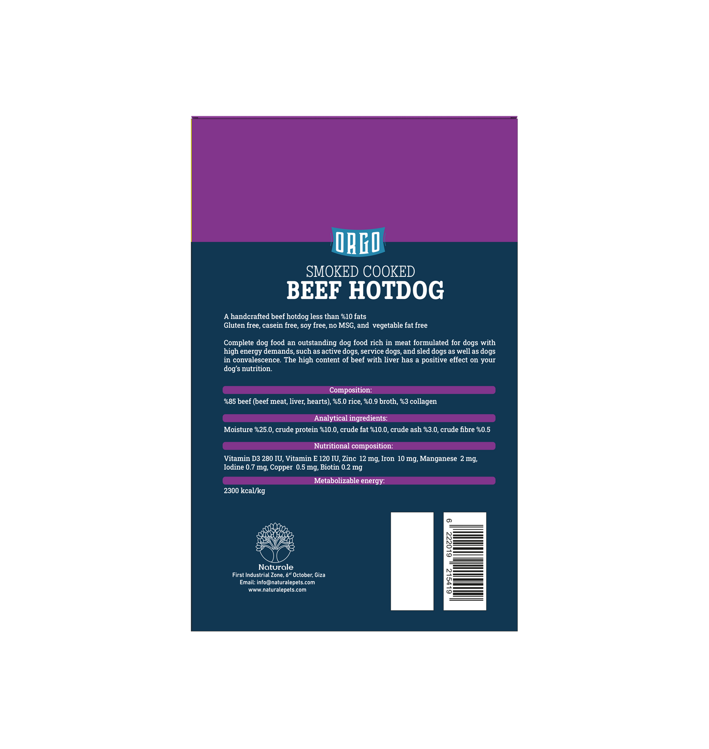 ORGO Real Meat™ Smoked Beef Hotdog For Dogs – 150 g