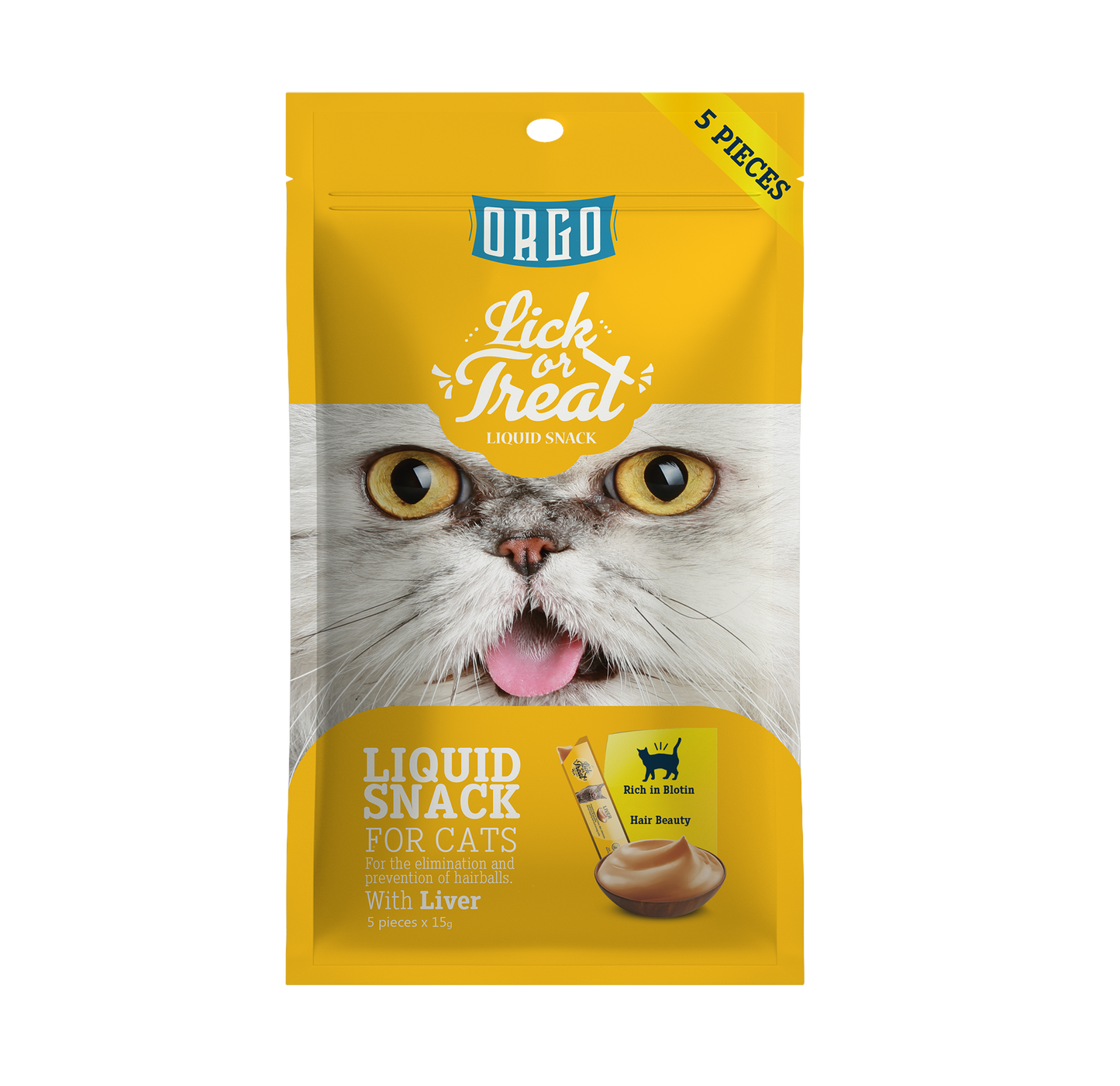 ORGO Lick or Treat™ Liver Liquid Snack for Cats – 75 g (5 × 15 g)