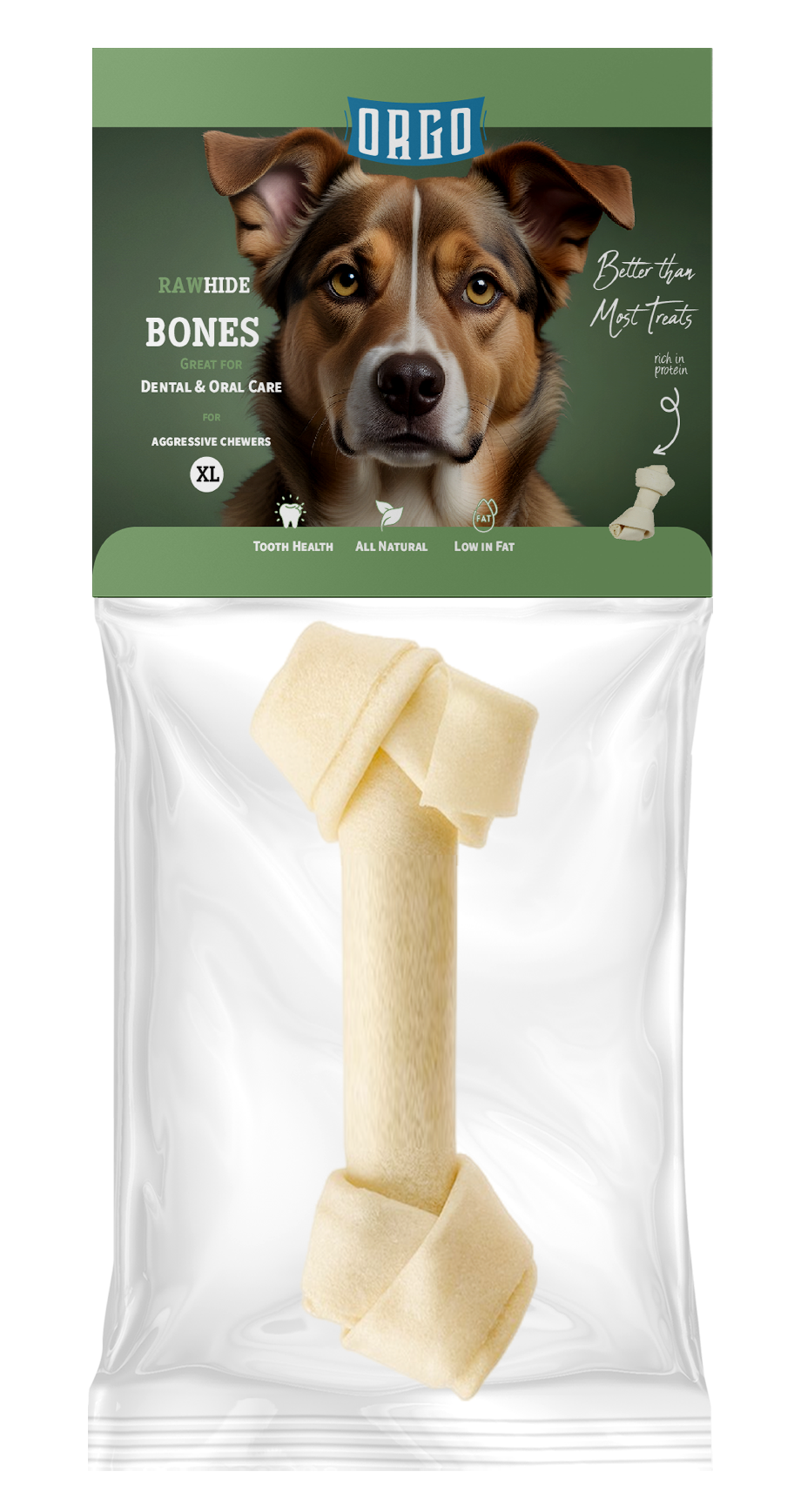 ORGO Rawhide Bone — XL Tied Knot (1 Piece)