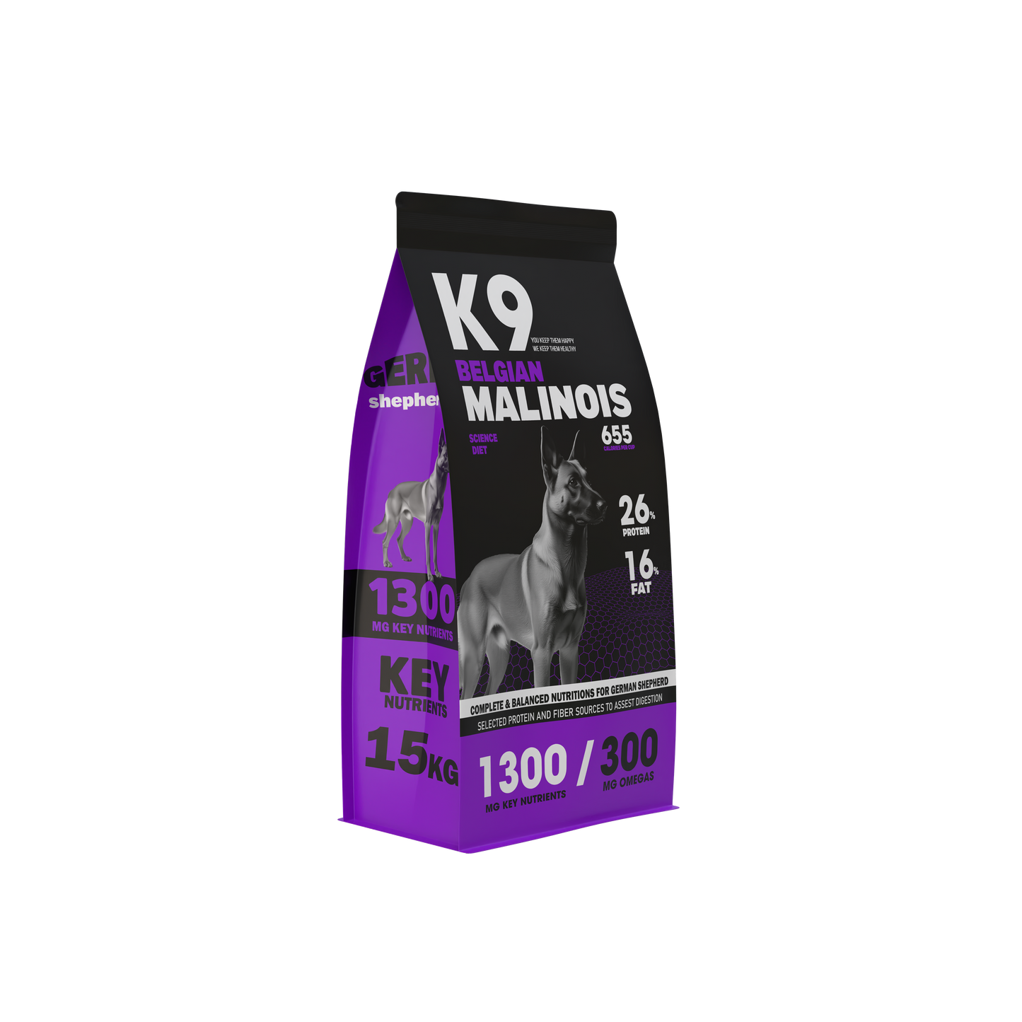 K9 Belgian Malinois 26/16 — High-Performance Breed Dry Food Formula (15 kg)