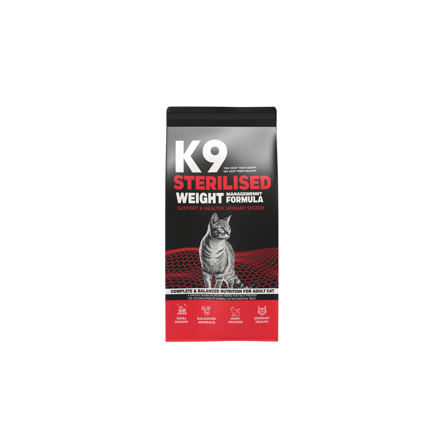 K9 Sterilised Weight-Management Formula – Dry Food for Adult Cats (500 g, 2 kg, 10 kg)