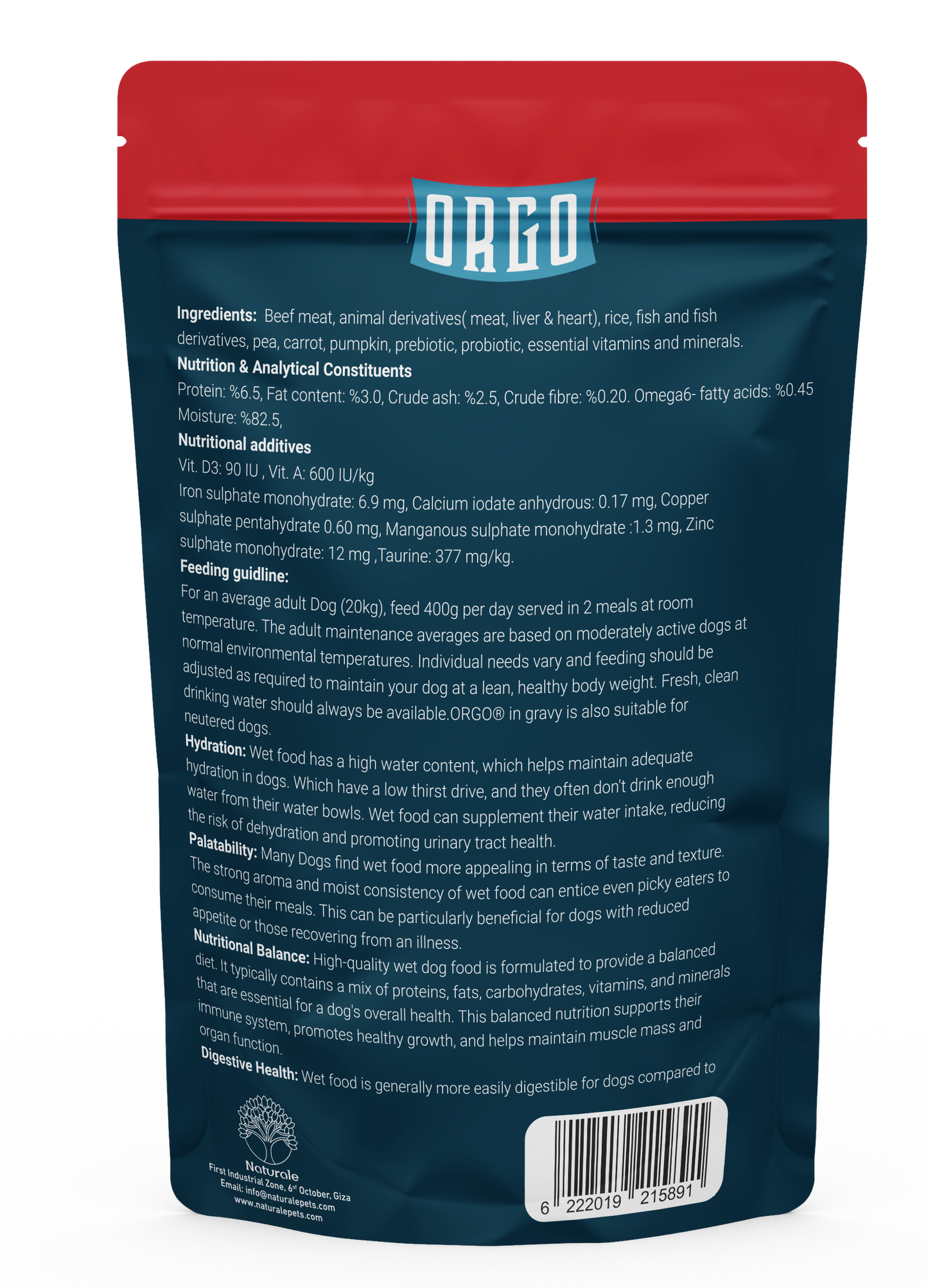 ORGO Wet Pouch Dog Food – Beef with Vegetables & Soup (Superfood Mix) for Adult Dogs (1+ Years), 100 g