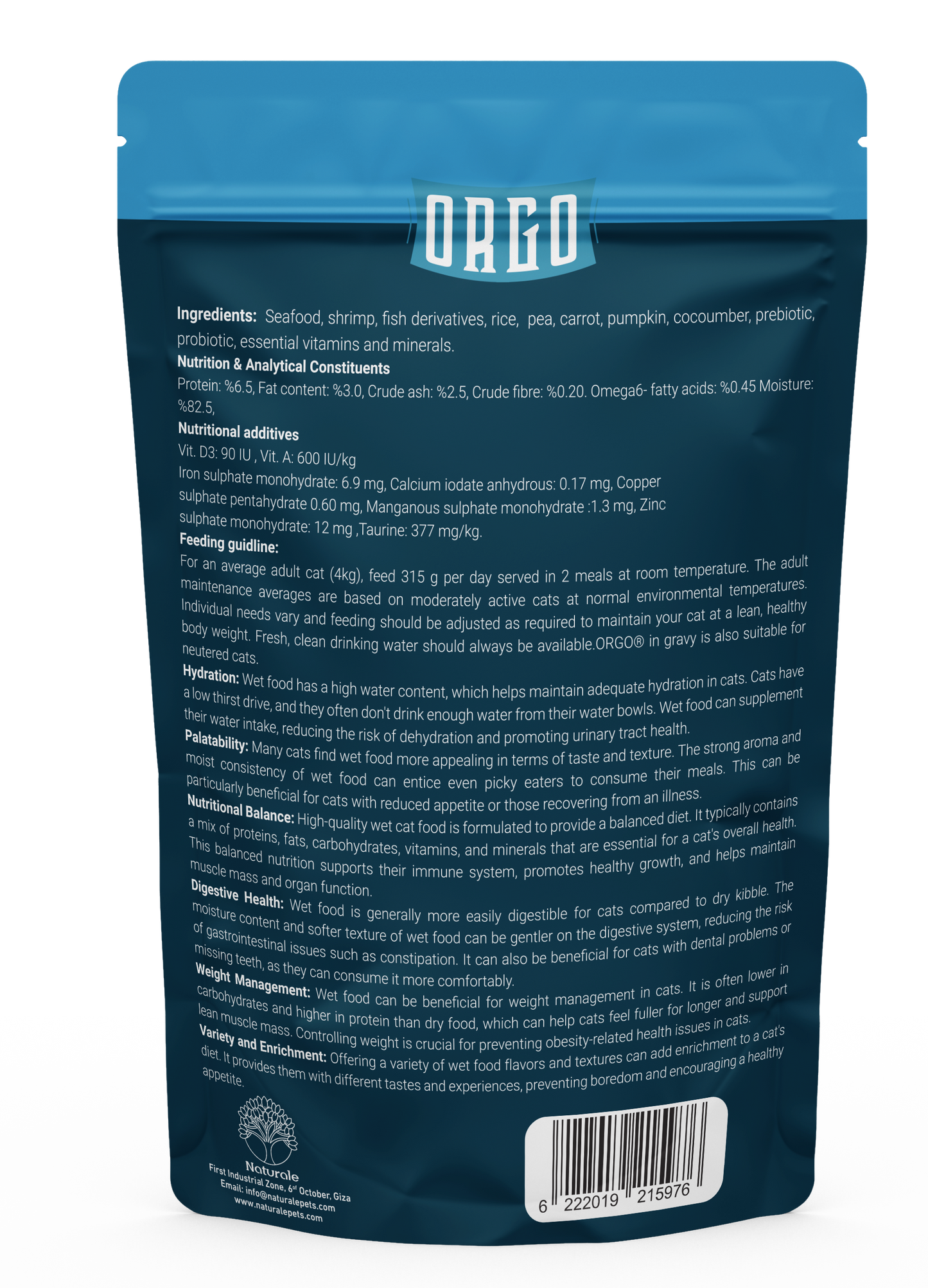 ORGO Wet Cat Food – Seafood & Shrimp with Vegetables & Soup (Superfood Mix) for Adult Cats (1+ Years), 100 g Pouch