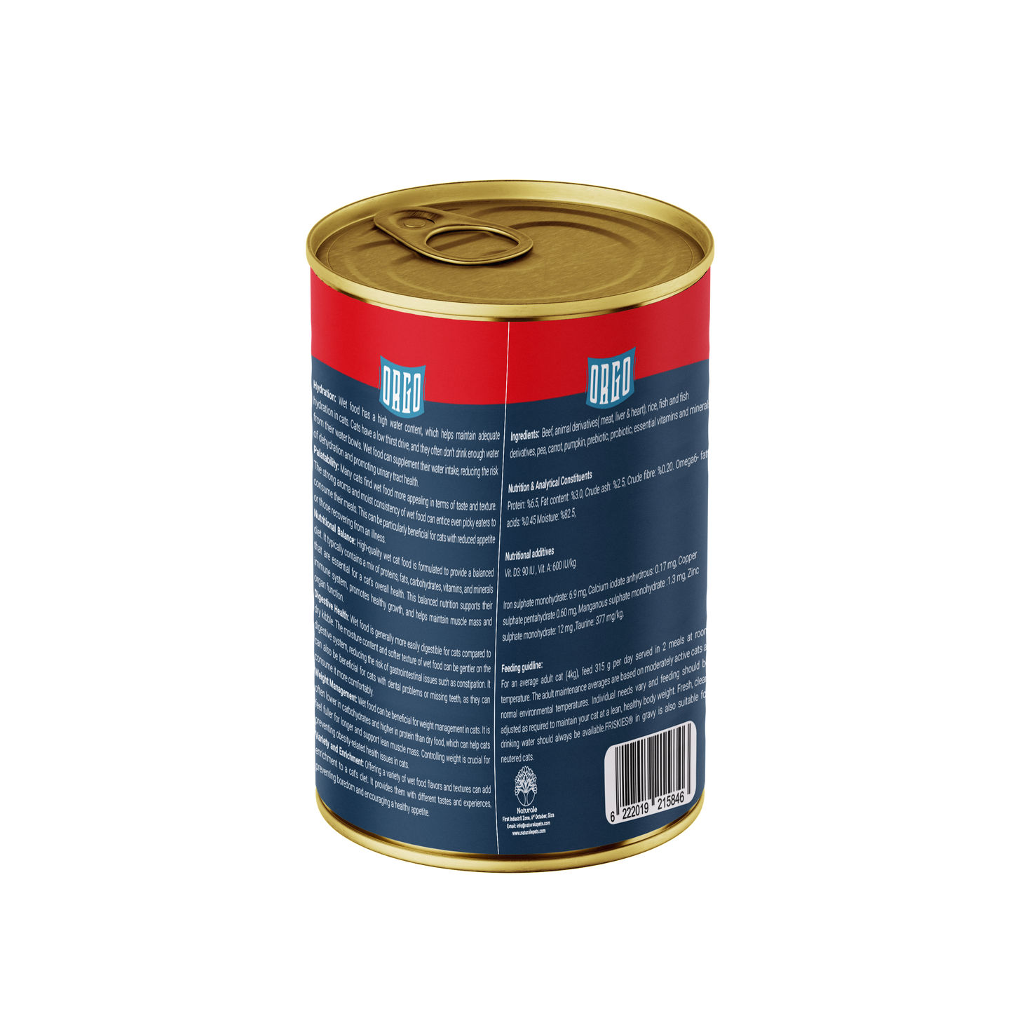 ORGO Wet Canned Cat Food – Beef with Vegetables & Soup (Superfood Mix) for Adult Cats (1+ Years), 400 g