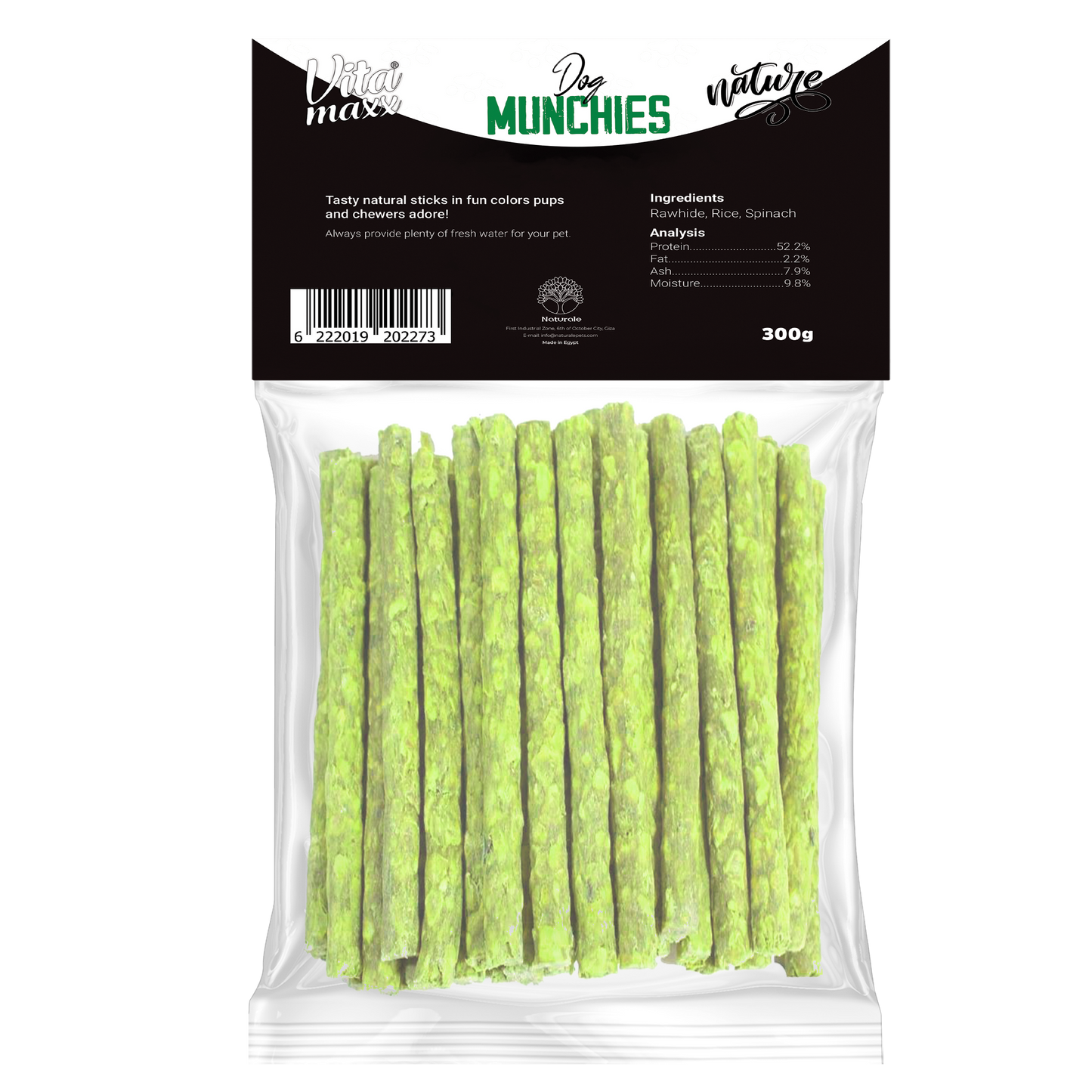 Vitamaxx Dog Munchies Long-Lasting Chewy Treats – Spinach (300 g)