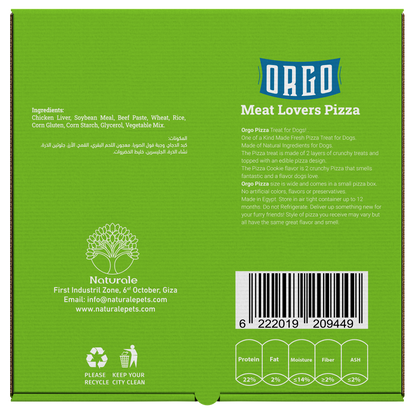 ORGO Dog-Friendly Meat Lovers Pizza Treat – 300 g (8 crunchy slices)