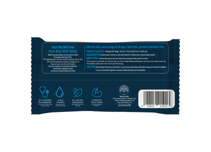 ORGO Hygienic Pet Wipes – Baby Powder Scent | 48 Large (20 × 16 cm) Grooming Wipes for Dogs & Cats