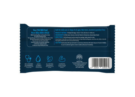 ORGO Hygienic Pet Wipes – Baby Powder Scent | 48 Large (20 × 16 cm) Grooming Wipes for Dogs & Cats