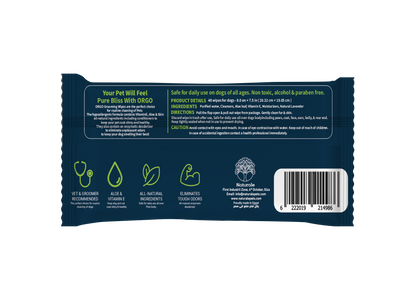 ORGO Hygienic Pet Wipes – Calming Lavender Scent | 48 Large (20 × 16 cm) Grooming Wipes for Dogs & Cats