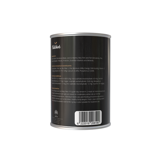 Butcher Wet Food for Cats – All Breeds, 400g Can (4 Flavors)