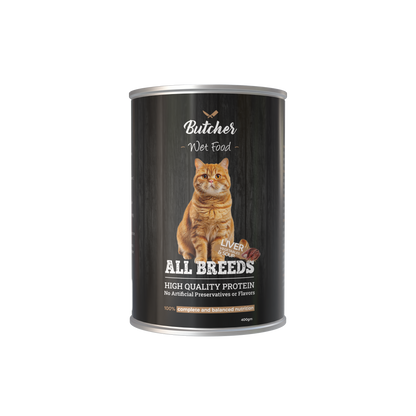 Butcher Wet Food for Cats – All Breeds, 400g Can (4 Flavors)