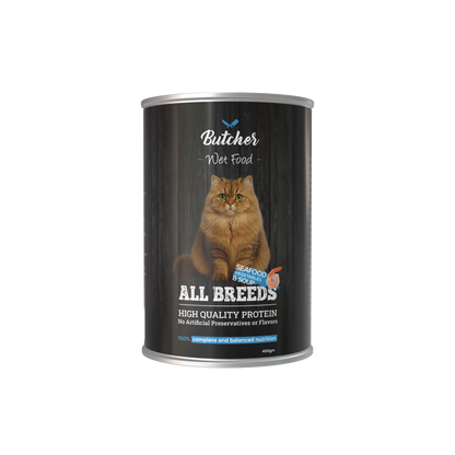 Butcher Wet Food for Cats – All Breeds, 400g Can (4 Flavors)