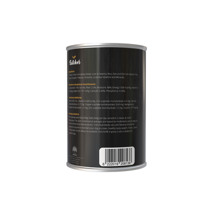 Butcher Wet Food for Dogs – All Breeds, 400g Can (4 Flavors)