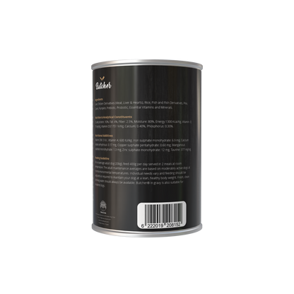 Butcher Wet Food for Dogs – All Breeds, 400g Can (4 Flavors)