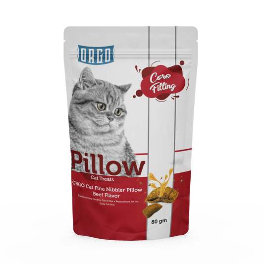 ORGO Pillow Cat Treats – Beef-Filled Crunchy Bites – 80 g