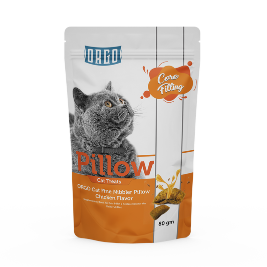 ORGO Pillow Cat Treats – Chicken-Filled Crunchy Bites – 80 g
