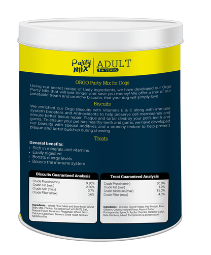 ORGO Party Mix™ Dog Treats – 1 kg Canister (Chicken, Beef, Turkey, Liver)