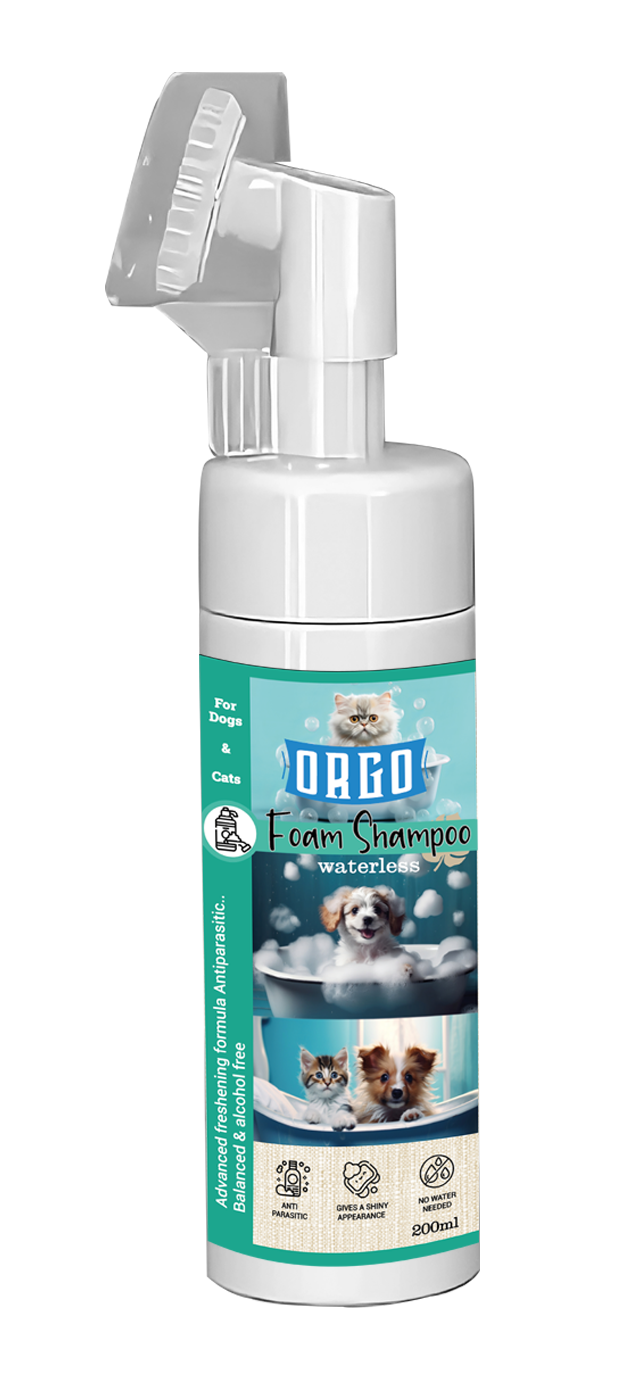 ORGO Waterless Instant-Clean No-Rinse Foam Pet Shampoo for Dogs & Cats 200 ml