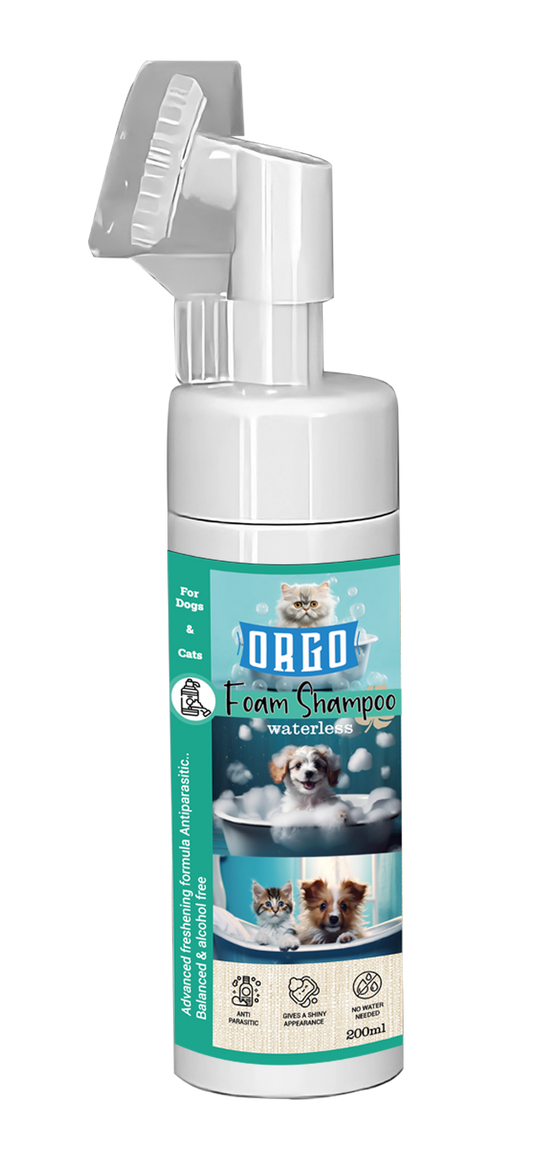 ORGO Waterless Instant-Clean No-Rinse Foam Pet Shampoo for Dogs & Cats 200 ml