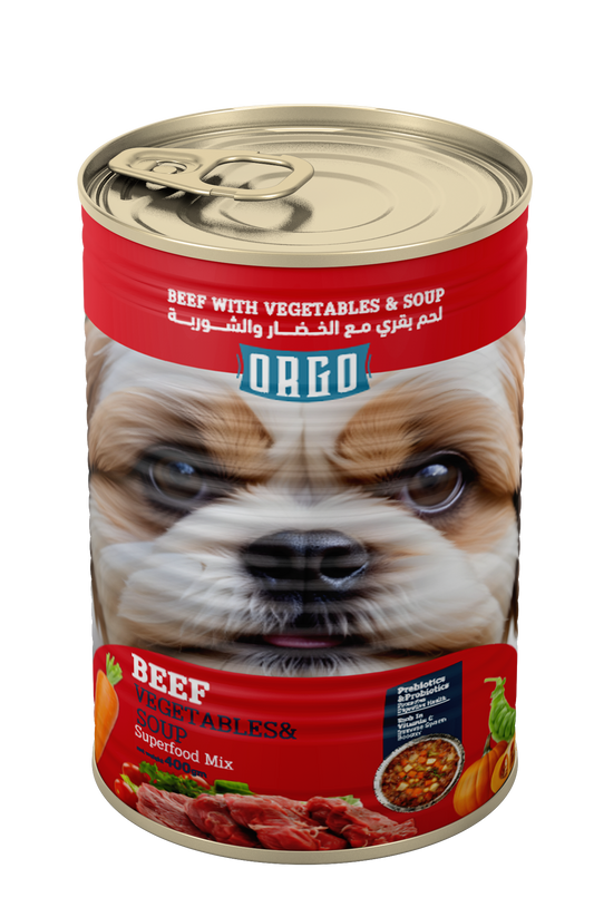 ORGO Wet Canned Dog Food – Beef with Vegetables & Soup (Superfood Mix) for Adult Dogs (1+ Years), 400 g