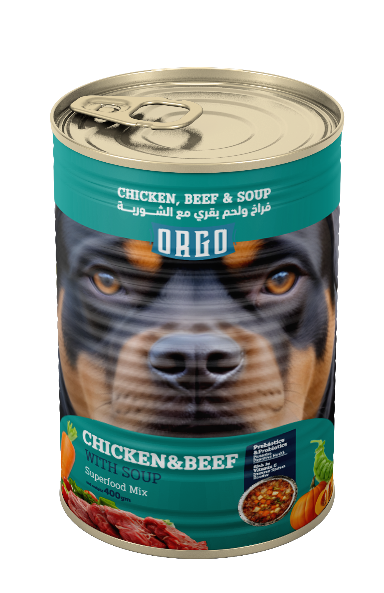 ORGO Wet Canned Dog Food – Chicken & Beef with Vegetables & Soup (Superfood Mix) for Adult Dogs (1+ Years), 400 g