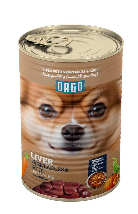 ORGO Wet Canned Dog Food – Liver with Vegetables & Soup (Superfood Mix) for Adult Dogs (1+ Years), 400 g
